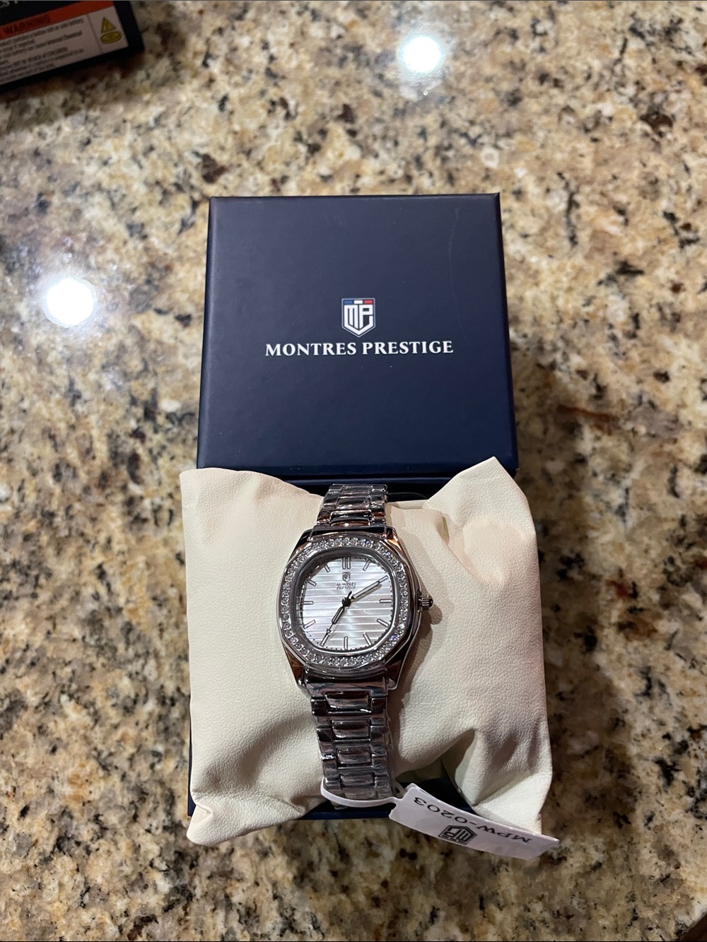 Montres Prestige Women's Silver Crystal-Trim Stainless Steel Watch